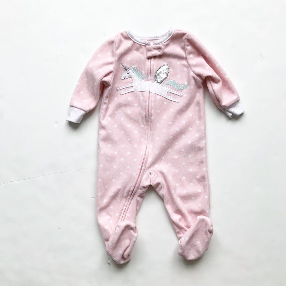 Carters unicorn fleece footed pajama GUC 6 months